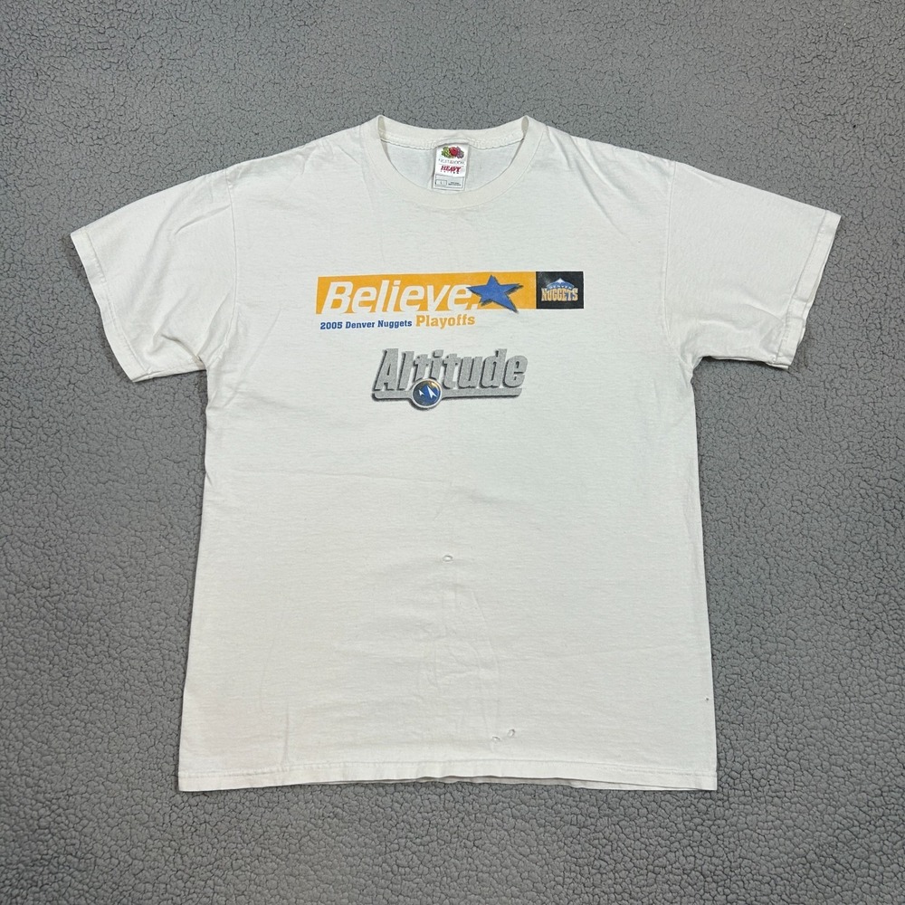 Vintage Denver Nuggets 2005 Playoff T Shirt‎ Heavy Cotton Altitude Sports Large
